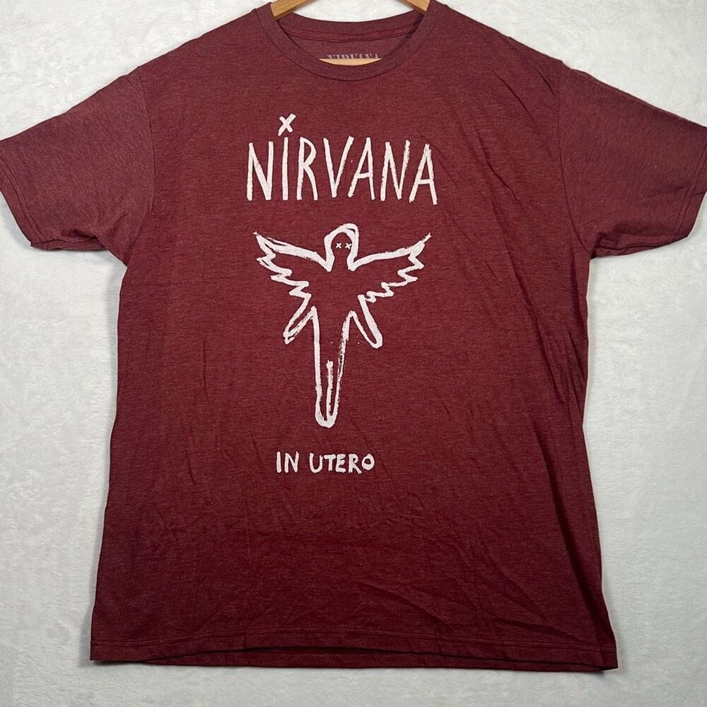 Nirvana in Utero Brush live nation concert release heather burgundy Tshirt Men L